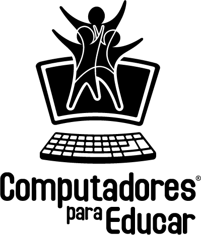 Logo de Computadores para Educar en disposición vertical a blanco y negro